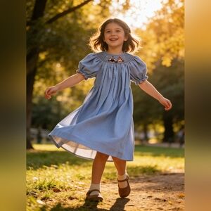 Amanda Remembered Blue Checkered RaggedyAnn And Andy Smocked  Kids Dress Sz 6